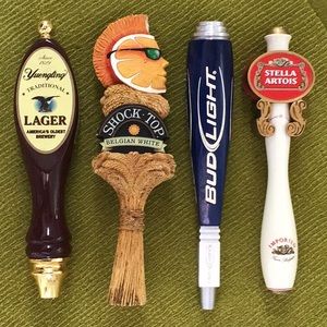 Assorted beer tap handles